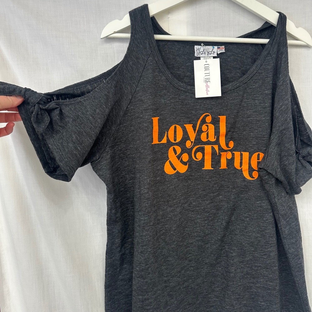 Livy Lu Womens XX Large Cold Shoulder Tee Shirt Orange Loyal True OSU